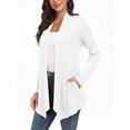 thumbnail image 2 of JWD Womens Casual Lightweight with Pocketes Long Sleeve Open Front Cardigan White-L, 2 of 6