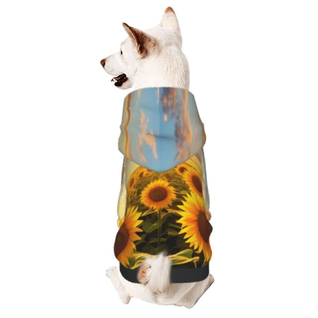 Fotbe Beautiful Golden Sunflower Field Sudadera con Estampado para Perros Pequeños – Suéter con Capucha para Mascotas, Tela Suave de Forro Polar con Bolsillo-X-Large