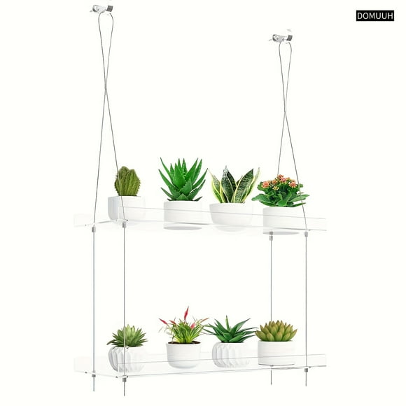 1 Set, 2-Tier Acrylic Plant Shelves For Window Of Kitchen, Bedroom, Living Room, 15