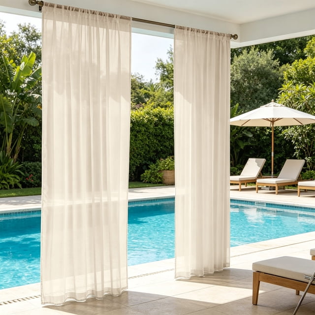 Yhmxh Cortinas transparentes impermeables para exteriores, ideales para patio, ventanas con bolsillo para barra, que filtran la luz, perfectas para porches y balcones, y para interiores, ideales pa