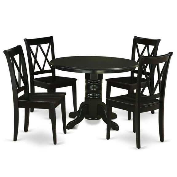 East West Furniture Dining Room Set Black, SHCL5-BLK-W