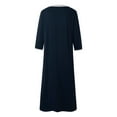 thumbnail image 4 of Women's Zipper Front Robe 3/4 Sleeve Housecoat Calf Length Casual Nightgown Loose Bathrobe With Pockets Dog Nightgown Womens Summer Nightgowns Long Summer Nightgowns Women Womens Summer Nightgown Size, 4 of 4