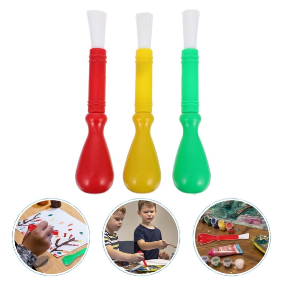 KAKOWELY 3Pcs Paint Accessories for Kids Paintbrushes Assorted Color Nylon Plastic Handle Watercolor Supplies