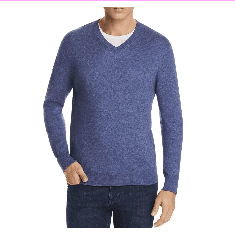 NEW THE MENS STORE BLOOMINGDALES V NECK 100% MERINO WOOL PULLOVER SWEATER 