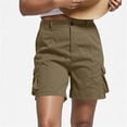 thumbnail image 4 of RQYYD Women's Mid Waist Cargo Shorts Casual Straight Leg Lightweight Outdoor Hiking Travel Bottoms with Pockets, 4 of 7