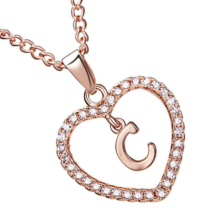 Letter c shop necklace rose gold