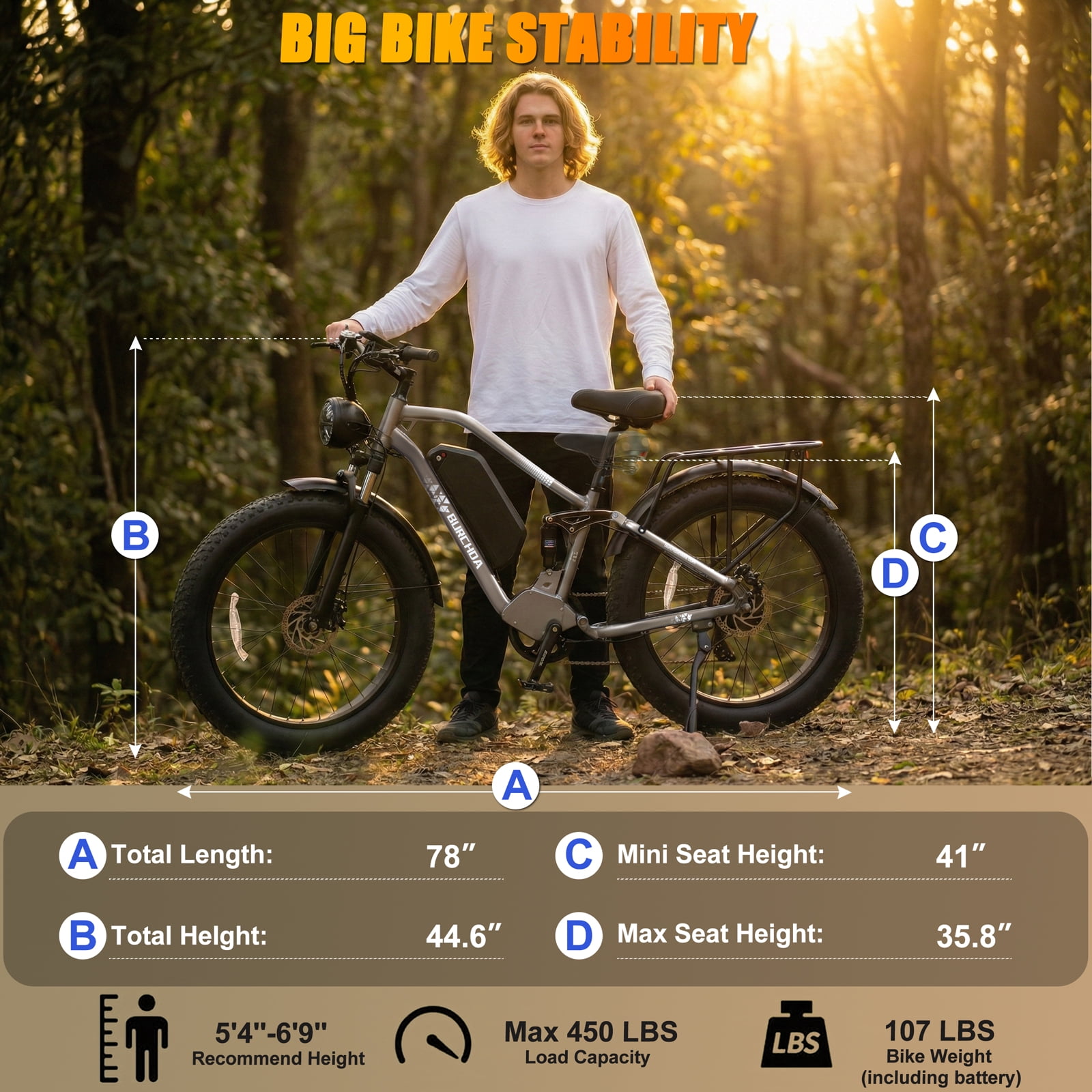 Electric Bike for Adults 5000W AWD Dual Motor 40MPH 210Nm Torque 52V 30Ah Battery 90 Miles 26" Fat Tire Off Road E-mountain bike Full Suspension&Hydraulic Brakes UL2849 Electric Bicycles