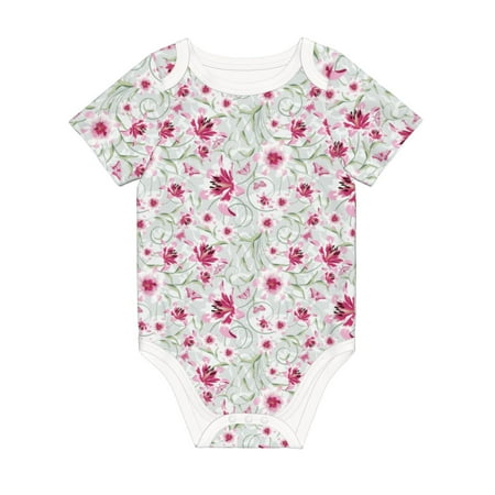 

Matuu Lilies Flowers for Baby Short-Sleeve Bodysuit Soft Cotton Comfortable and Breathable Perfect for Newborns and Infants