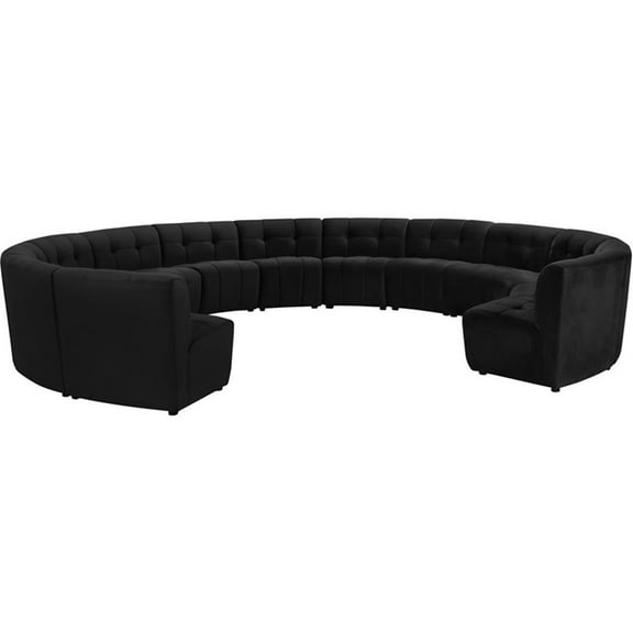 Maklaine Contemporary Black Velvet Tufted Upholstered Modular 13 Piece Sectional Sofa