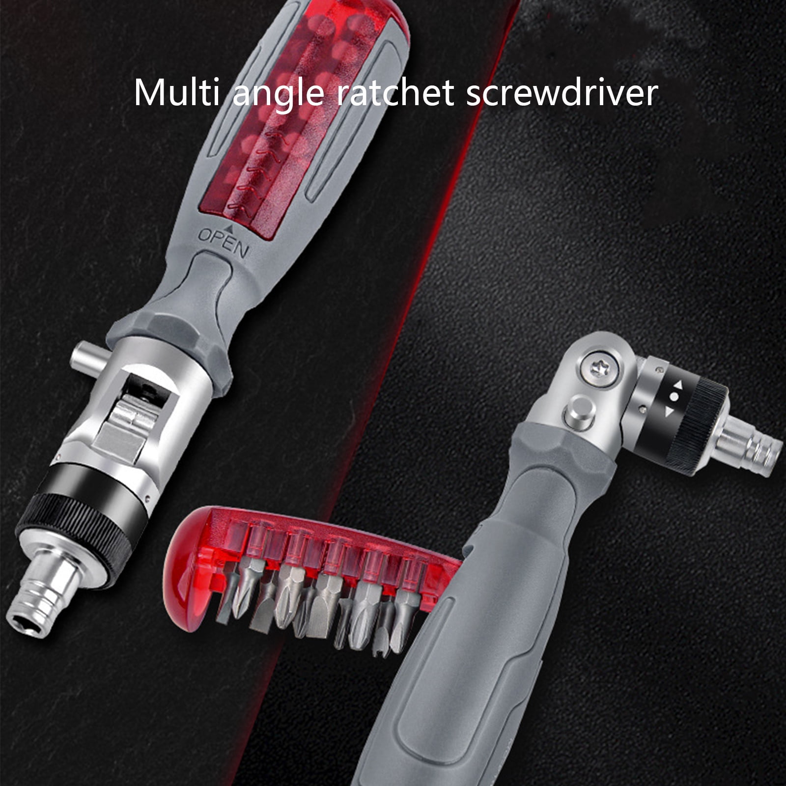 Yokua 11 in 1 Screwdriver Set 180° Angle Adjustable Racheting Screwdriver with Bits