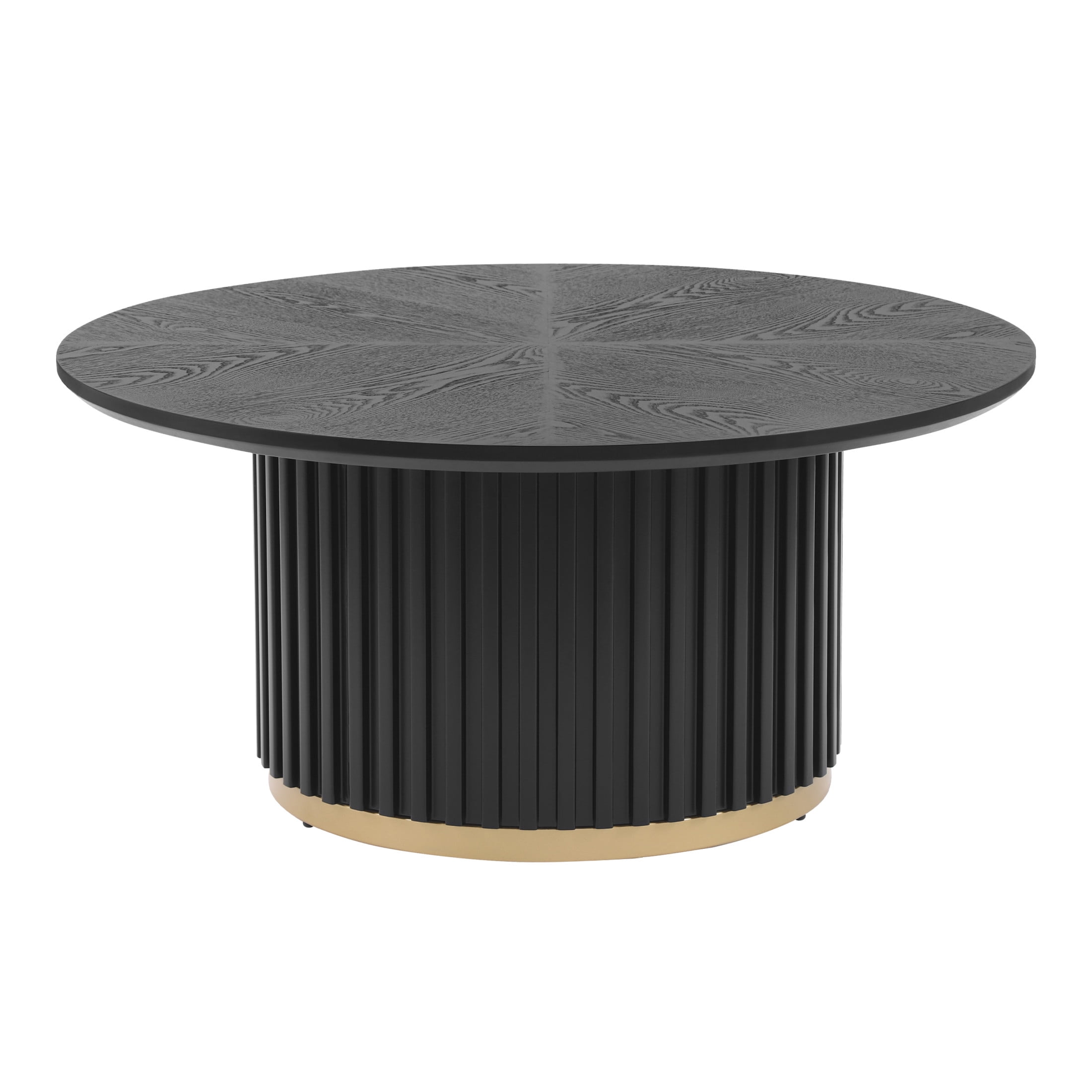 Christopher Knight Home 33.46" Round Coffee Table with Fluted Pedestal Base, Black