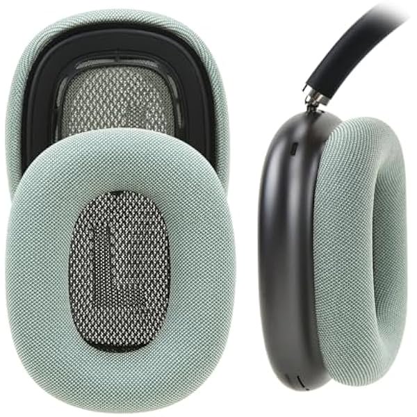 wonima44 Upgrade Gel Earcups Ear Pad Covers for Apple AirPods Max with Strong Magnet, Breathable Fabric& Memory Foam (Green)