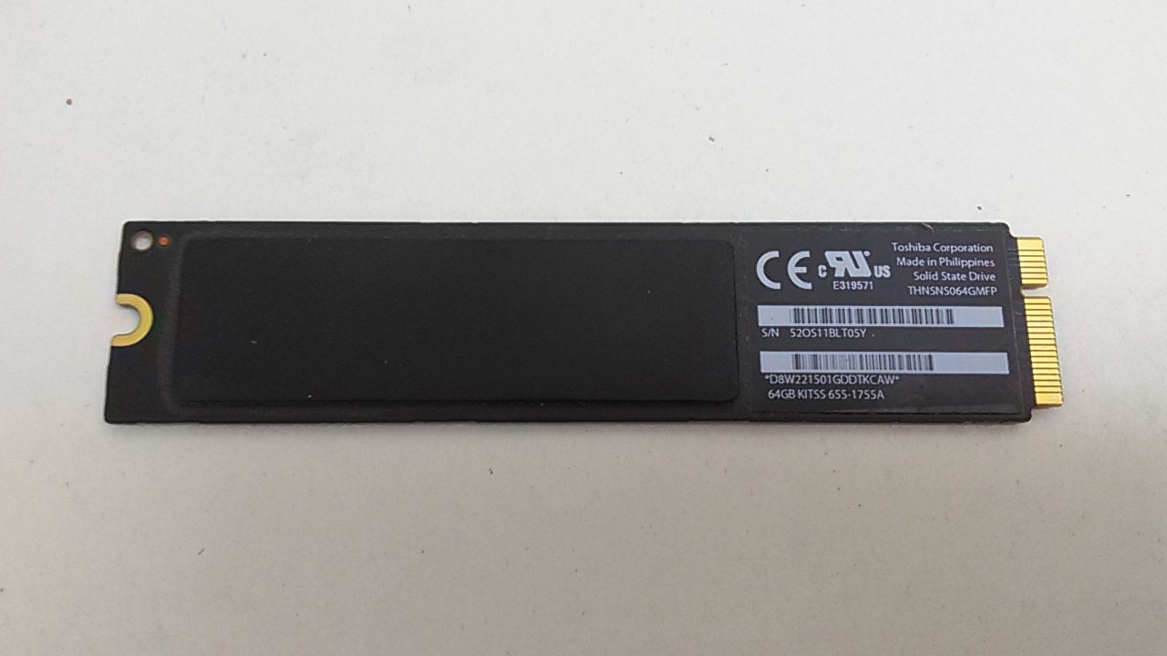 Used Toshiba Apple THNSNS064GMFP 655-1755A 64GB mSATA Solid State