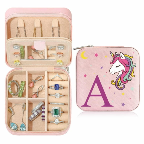 TINGN Unicorn Initial Jewelry Box, Personalized Gift Valentines Day Gift Women, 4-16 Year Old Women Gift