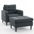 thumbnail image 6 of Tcbosik Modern Accent Chair with Storage Ottoman, Upholstered Arm Chair, Single Sofa Chair with Cup Holder and Side Pocket, Comfy Reading Chair for Living Room Bedroom, Dark Gray, 6 of 10