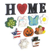 Decorative Tabletop Home Letter Sign with Seasonal Icons - 13 Pieces