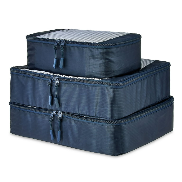 Protege Packing Cubes Set, Blue, 3 Sizes 10x6x3, 13x10x3
