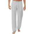 thumbnail image 1 of Pantalones holgados con apariencia de lino para hombre, pantalones casuales de yoga para playa con cintura elástica, 1 of 3