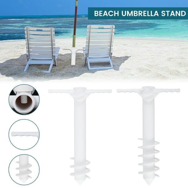 ODOMY Beach Umbrella Sand Anchor, White Beach Umbrella Holder, Spiral