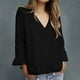 thumbnail image 2 of Vestidos Casuales Para Mujer, Blusas De Mujer De Moda Camiseta/camiseta de manga larga con cuello en V y mangas de encaje de lino sintético para mujer, primavera e invierno, 2 of 6