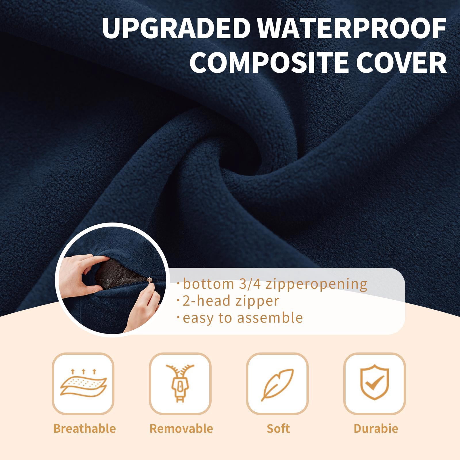 Hommoo 4FT Bean Bag Chair, Memory Foam Filling Soft Sofa with Flannel Cover, Round Sofa for Living Room, Bedroom, College Dorm, Blue