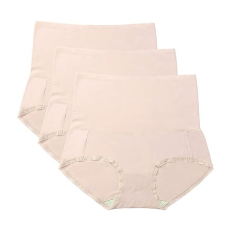 TMOYZQ 3 Pack Women s Briefs High Waist Tummy Control Underwear Lace Panties for Women Ladies Panty on Clearance