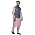 thumbnail image 2 of Atasi Mandarin Collar Traditional Solid Kurta Pajama With Printed Jacket Set, 2 of 3
