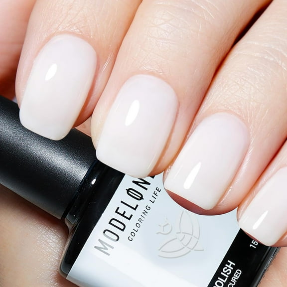 modelones Milky White Gel Nail Polish 15 ML Nude Gel Polish Natural Color Translucent Jelly Gel Polish Soak Off LED Clear Coat Gel Nails for Winter Nail Art French Manicure Gift for Women Girls