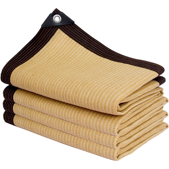 SVKBJROY Rectangular Shade Net, Outdoor Lightweight Shade Cloth for Awning/Pool/Garage, Shade Cloth with Heavy Duty Grommets, Beige, 2x6m