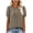 Khaki-02, variant on Women's Puff Sleeve Babydoll Blouse, Round Neck Buttoned Pleated Front Casual Top for Work & Going Out