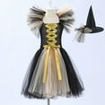 thumbnail image 2 of LUOGENLI Dresses For Girls 8-10 Fancy Toddler Kids Baby Girls Magnificent Witch Black Gown With Hat Fancy Tutu Dress Up Party Tulle Dresses Graduation Dresses For Girls 10-12 Black 4, 2 of 6