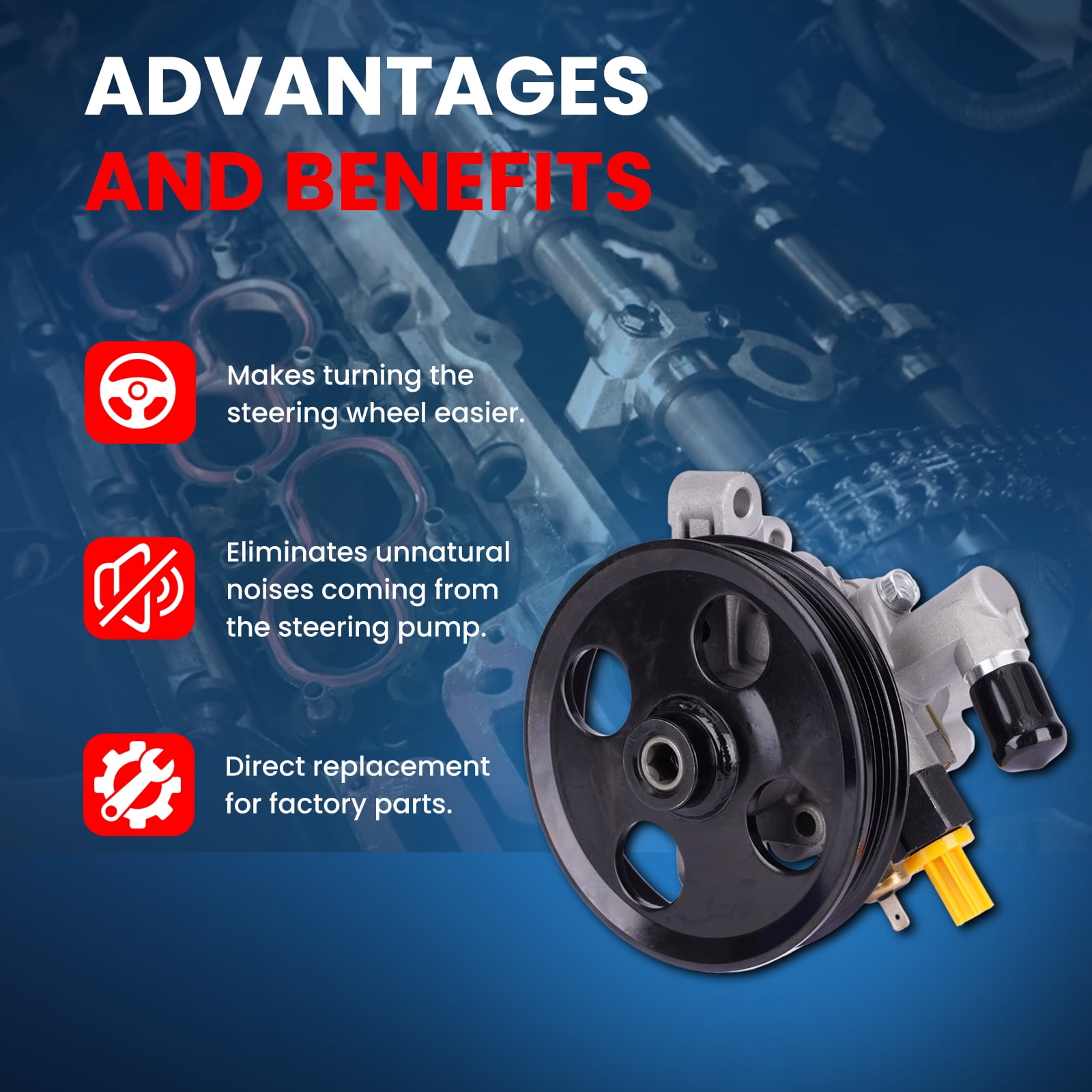 MOCA AUTOPARTS Power Steering Pump Fit for 2010-2012 Ford Fusion 3.5L & 2007-2010 Ford Edge 3.5L & 2007-2012 Lincoln MKZ 3.5L