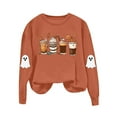 thumbnail image 4 of Jsaierl Women's Halloween Sweatshirts Plus Size Pumpkin Ghost Print Sweatshirt Trendy Crewneck T-shirt Long Sleeve Tunic Pullover Tops Halloween Costumes, 4 of 8