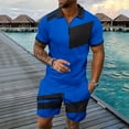 thumbnail image 2 of VBTAPA Clearance Today Prime! Men's Polo Shirt and Shorts Set Summer Casual Outfits Hawaiian Matching Suit for Men 2 Piece Color Block Tracksuit Sets Black XXXL, 2 of 9