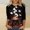 Black halloween print t shirt women a4, variant on thefmos Women's 3/4 Sleeve Halloween Print T-Shirt Casual Loose Fit Spooky Season Round Neck Graphic Tops Fashion Fall Outfit, White S