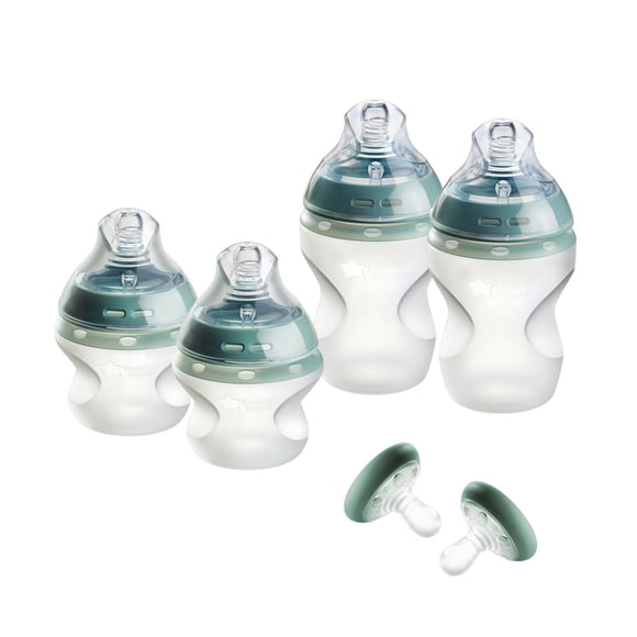 Set de Biberones y Chupetes de Silicona Tommee Tippee Natural Start Azul con Auto-esterilización par