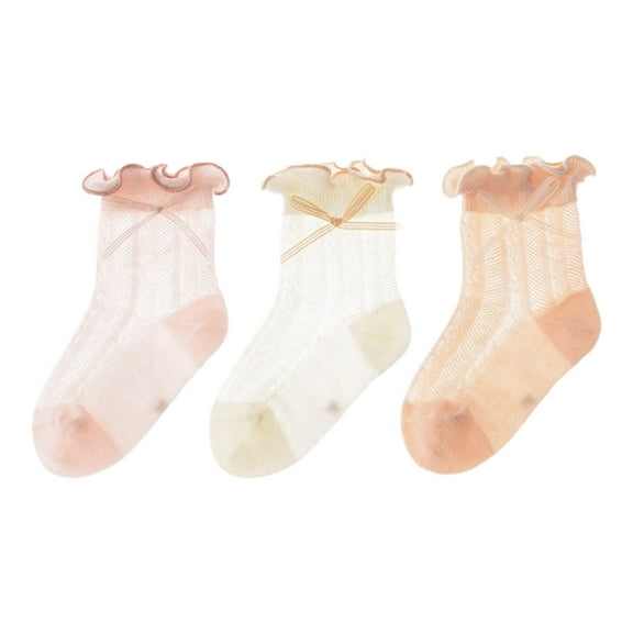 ZACPNCV Toddler Baby Girl Sock Frilly Ruffle Socks Little Girls Soft Cotton 3 Pack for Kids Crew Cute Socks Pink 3-5 Years