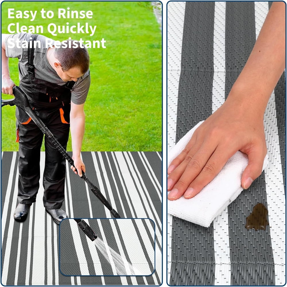 Waterproof Outdoor Rug 8x10/9×12/9×18, Plastic Straw Patio Camping Rug, Indoor Outdoor RV Mat Carpet for Deck, Camper, Porch, Balcony, Backyard, Picnic