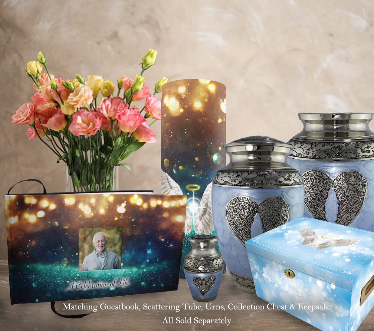 Blue Loving Angel Urns for Cremation Ashes Large Urn XL or Small Keepsake Urns for Adult Cremation Ashes & Urns for Human Ashes for Home or Burial Cremation Urns