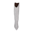 thumbnail image 4 of Schutz Maryana Glow Metallic Silver Pointed Toe Mid Stiletto Heel High Knee Boot (Metallic Silver, 5), 4 of 6