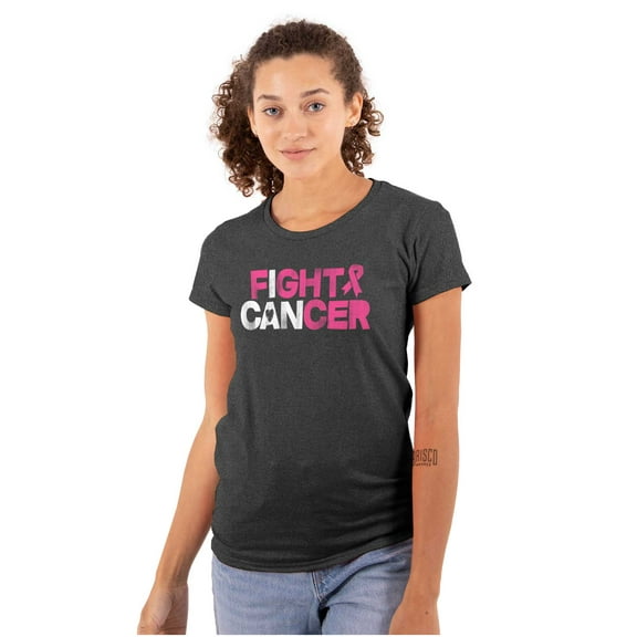 I Can Fight Breast Cancer Warrior Womens Fitted Plus Size Graphic Tee Brisco Brands 2X