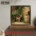 thumbnail image 2 of 8x8 Inch Rustic Farmhouse Donkey Stone Wall Art Picture - Framed Wood, Frame, Brown Donkey in Greenery, Country Cottage Decor for Bedroom - Spanish-Inspired Landscape (No Tools, 2D Flat, 2 of 9