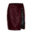 thumbnail image 5 of Babysbule Women Skirts Fashion Women Mini Solid Skirt Strap Zip Ladies Slim Short Lace Skirts Mini Leather Skirts, 5 of 6