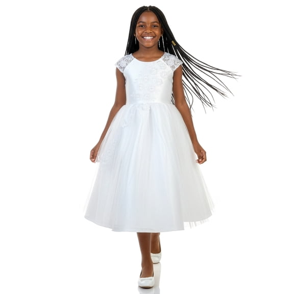 Bonnie Jean Girls' Communion Dress - white, 10 (Big Girls)