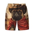 thumbnail image 4 of Lsque Mens Swim Trunks Western French Bulldog Cowboy Pattern - Bathing Suit Compression Liner - Beach Swim Shorts Swimwear - (S-3XL) - Stretch Quick Dry -3X-Large, 4 of 9