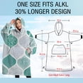 thumbnail image 4 of Oversized Wearable Blanket Hoodie,Green and White Geometric Quatrefoil Pattern Sherpa Blanket Hoodie with Super Pockets,Super Warm Fuzzy Pullover for Women & Men, 4 of 6