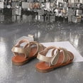 thumbnail image 3 of Girls Sandals Open Toe Summer Strappy Flat Dress Shoes Casual Lightweight Outdoor Beach Shoes Gold 12 Little Kid, 3 of 5