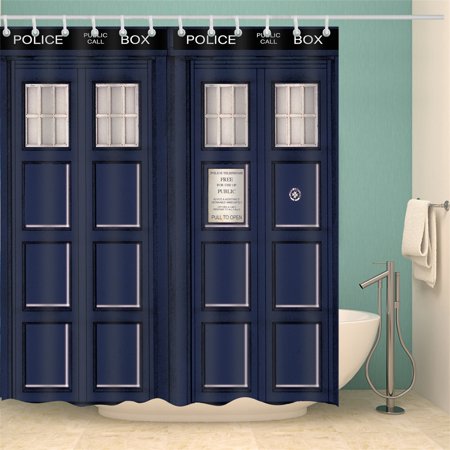 Shower Curtain Set With Hooks Police Box Navy Gate Door Window Public Call Bathroom Decor Waterproof Polyester Fabric Bathroom Accessories Bath Curtain Walmart Canada