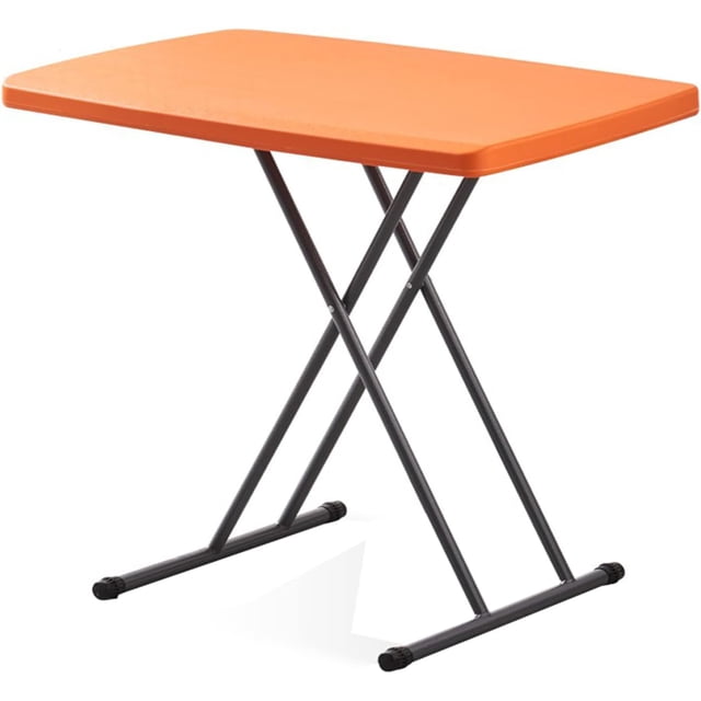 Folding Plastic Table, Laptop TV Tray Table Durable Adjustable Height Portable Snack Table for Home Use, Picnic, Party(Orange)