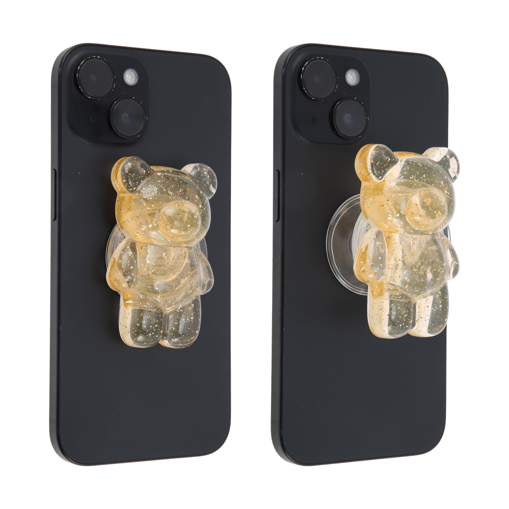 Unique Bargains Bear Silver Foil Phone Grip 1 Pc Orange